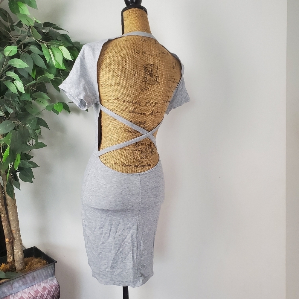 Hot Gal Gray Backless Dress Women's Size Medium